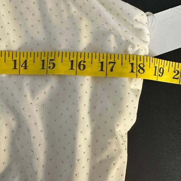 NWT MSK White and Gold Metallic Knee Length Halter Dress Size L - Picture 7 of 8